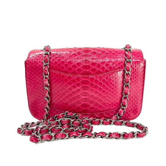 Chanel Python Shoulder Bag Mini Red Pink - Picture 2 of 5